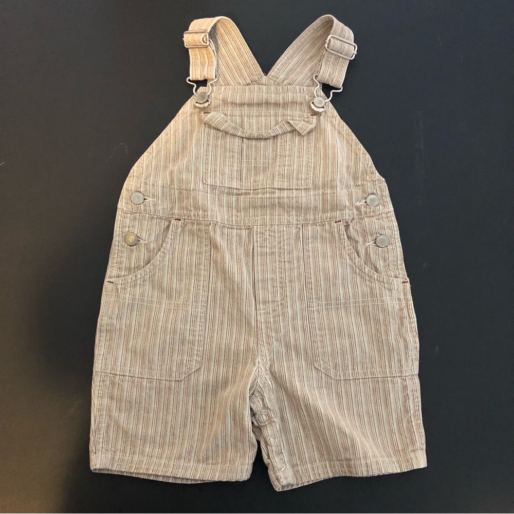 Vintage Gymboree Dark Khaki Striped Shortalls Size 24 Months